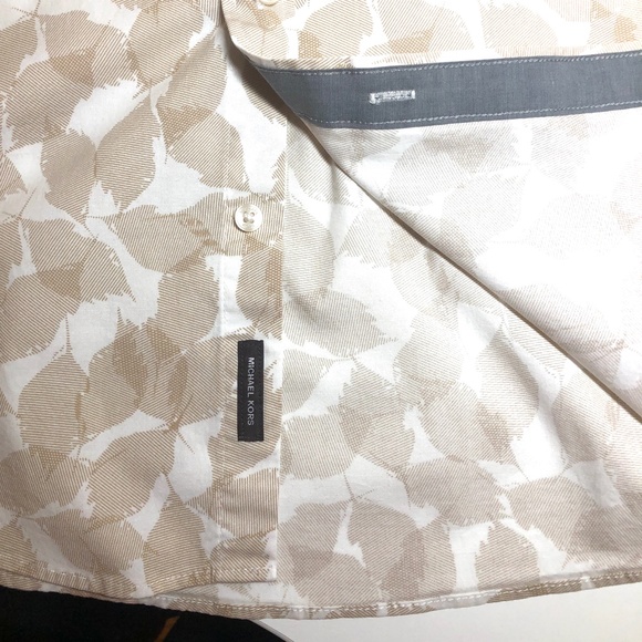 Men's Michael Kors Slim Fit Shirt w/Leaf Motif - Cotton Blend - Picture 10 of 16